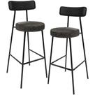 Kit 02 Banquetas Alta Bar Cozinha Sala De Jantar Milão L02 material sintético Preto Linho Chumbo - Lyam Decor