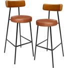 Kit 02 Banquetas Alta Bar Cozinha Sala De Jantar Milão L02 material sintético Whisky Camel - Lyam Decor