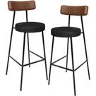 Kit 02 Banquetas Alta Bar Cozinha Sala De Jantar Milão L02 Tecido Sintético Marrom Preto - Lyam Decor