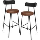 Kit 02 Banquetas Alta Bar Cozinha Sala De Jantar Milão L02 Tecido Sintético Preto Marrom - Lyam Decor