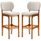 Kit 02 Banquetas Alta Bar Cozinha Sala Jantar Fixa Betta L02 Imbuia Bouclê Creme - Lyam Decor