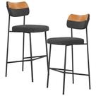 Kit 02 Banquetas Alta Bar Cozinha Sala Jantar Whisky Elira L02 material sintético Whisky Linho Chumbo - Lyam Decor