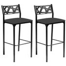 Kit 02 Banquetas Alta com Encosto Luiza Gourmet Para Balcão Cozinha Suede Cinza - Aurora Line