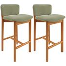 Kit 02 Banquetas Alta Para Cozinha Sala de Jantar Bar Dara L02 Bouclê Oliva - Lyam Decor