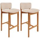Kit 02 Banquetas Alta Para Cozinha Sala de Jantar Bar Dara L02 Linho Bege - Lyam Decor