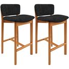 Kit 02 Banquetas Alta Para Cozinha Sala de Jantar Bar Dara L02 Linho Chumbo - Lyam Decor