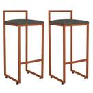 Kit 02 Banquetas Alta Para Cozinha Sala de Jantar Hanna L02 Bronze Linho Chumbo - Lyam Decor