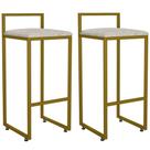 Kit 02 Banquetas Alta Para Cozinha Sala De Jantar Hanna L02 Dourado Linho Bege - Lyam Decor