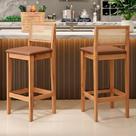 Kit 02 Banquetas Altas Brunella 99cm com Encosto Telinha Estilo Palha material sintético Brown - Desk Design