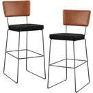 Kit 02 Banquetas Altas Cozinha Camel Linho Chumbo