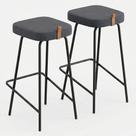 Kit 02 Banquetas Altas Cozinha e Área Gourmet Vik Estofada Linho Grafite - Desk Design