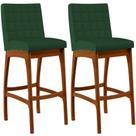 Kit 02 Banquetas Altas Cozinha Mila B04 Suede Verde Musgo Kit 02 Banquetas Altas Cozinha Mila B04 Suede Verde Musgo