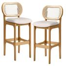 Kit 02 Banquetas Altas Para Cozinha Bancada Sala Tela Betta Fixa L02 Linho Cru - Lyam Kit 02 Banquetas Altas Para Cozinha Bancada Sala Tela Betta Fixa L02 Linho Cru - Lyam