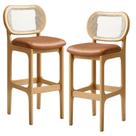 Kit 02 Banquetas Altas Para Cozinha Bancada Sala Tela Betta Fixa L02 material sintético Whisky - Lyam
