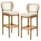 Kit 02 Banquetas Altas Para Cozinha Bancada Sala Tela Betta Fixa L02 Suede Bege - Lyam