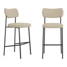 Kit 02 Banquetas Altas Para Cozinha Lila Estofada com Encosto Linho Bege - Desk Design Kit 02 Banquetas Altas Para Cozinha Lila Estofada com Encosto Linho Bege - Desk Design