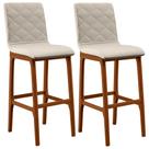 Kit 02 Banquetas Altas Para Cozinha Sala de Jantar Fixa Zoe L02 Linho Cru - Lyam Decor