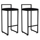 Kit 02 Banquetas Altas Para Cozinha Sala de Jantar Hanna L02 Preto Suede Preto - Lyam Decor