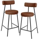 Kit 02 Banquetas Baixa Para Cozinha Sala De Jantar Bancada Milão L02 material sintético Marrom - Lyam Decor