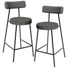 Kit 02 Banquetas Baixa Para Cozinha Sala De Jantar Bar Bancada Milão L02 Linho Mescla Chumbo - Lyam Decor
