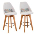 Kit 02 Banquetas Bege Claro E Almofada Folhas Kit 02 Banquetas Bege Claro E Almofada Folhas