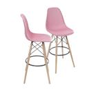 Kit 02 Banquetas Boxbit Colmeia Rosa Base Madeira