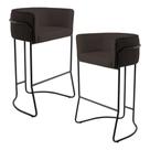 Kit 02 Banquetas Decorativas Fixa Base de Aço Preto Betina D02 Corano Marrom C-34 - Lyam Decor