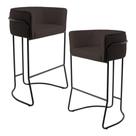 Kit 02 Banquetas Decorativas Fixa Base de Aço Preto Betina D02 Material Sintético Marrom C-34 - Lyam Decor