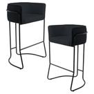 Kit 02 Banquetas Decorativas Fixa Base de Aço Preto Betina D02 Material Sintético Preto C-05 - Lyam Decor Kit 02 Banquetas Decorativas Fixa Base de Aço Preto Betina D02 Material Sintético Preto C-05 - Lyam Decor