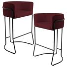 Kit 02 Banquetas Decorativas Fixa Base de Aço Preto Betina D02 Veludo Marsala D-278 - Lyam Decor