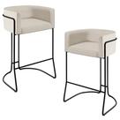Kit 02 Banquetas Decorativas Fixas Base De Aço Preto Betina D02 Linho Cru C-443 - Lyam Decor Kit 02 Banquetas Decorativas Fixas Base De Aço Preto Betina D02 Linho Cru C-443 - Lyam Decor