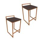 Kit 02 Banquetas Lavínia Suede Marrom Base Cobre Kit 02 Banquetas Lavínia Suede Marrom Base Cobre