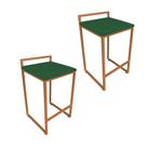Kit 02 Banquetas Lavínia Suede Verde Base Cobre Kit 02 Banquetas Lavínia Suede Verde Base Cobre