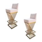 Kit 02 Banquetas Luma Base de Ferro Sued Bege - D'Classe Decor