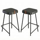 Kit 02 Banquetas Médias Para Cozinha Vik Estofada material sintético Preto - Desk Design