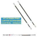 Kit 02 Barras Para Cortina de Banheiro Ajustável Portas Gabinete Pia Organização Limpeza Proteção Box Decoração 70x120CM