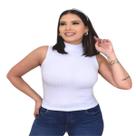 Kit 02 Blusa Feminina Regata Gola Alta Malha Canelada