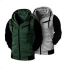 Kit 02 Blusas de Frio Moletom Masculino Casaco Com Capuz e Ziper