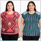 Kit 02 blusas feminina manga G moda plusize