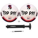 Kit 02 Bola De Futebol Campo Topper Boleiro Hibrid+01 Bomba De Ar Atrio Kit 02 Bola De Futebol Campo Topper Boleiro Hibrid+01 Bomba De Ar Atrio