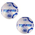 Kit 02 Bola De Futsal Topper 90 Oficial Costurada à Mão Cor:Branca+Azul Kit 02 Bola De Futsal Topper 90 Oficial Costurada à Mão Cor:Branca+Azul
