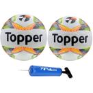 Kit 02 Bola Futsal Topper Slick 2024+ 01 Bomba de Ar Poker Way C/ Agulha Especial Cor:Amarelo+AzulTamanho:ÚnicoGênero:
