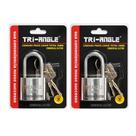 Kit 02 Cadeados 38mm Chave Tetra TrianGle Antifurto P/ Armario Vitrine Corrente Portão