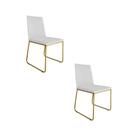 Kit 02 Cadeira de Jantar Estofada Lille Base Gold material sintético Branco - Montanaris Decor Kit 02 Cadeira de Jantar Estofada Lille Base Gold material sintético Branco - Montanaris Decor
