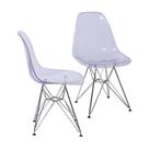 Kit 02 Cadeiras Boxbit Dkr Eames Policarbonato Incolor Base Cromada
