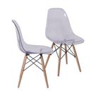 Kit 02 Cadeiras Boxbit Dkr Eames Policarbonato Incolor Base Madeira