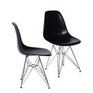 Kit 02 Cadeiras Boxbit Dkr Eames Polipropileno Preto Base Cromada