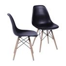 Kit 02 Cadeiras Boxbit Dkr Eames Polipropileno Preto Base Madeira