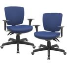 Kit 02 Cadeiras de Escritório Executiva Office Giratória Preto Baixa Flexi P03 Vinil Azul -Lyam