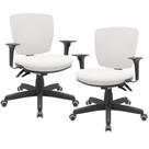 Kit 02 Cadeiras de Escritório Executiva Office Giratória Preto Baixa Flexi P03 Vinil Branco - Lyam